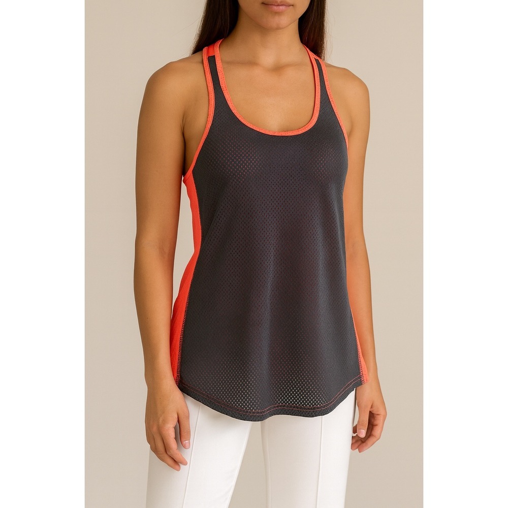 Under Armour Tank Top Racerback Neon‎ Coral Gray Athletic Sleeveless medium